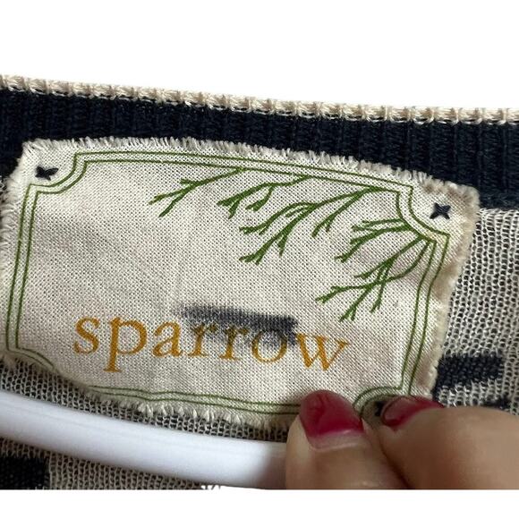 Anthropologie Sparrow Navy Cream Tulip Button Down Cardigan Lightweight XS - Picture 2 of 7